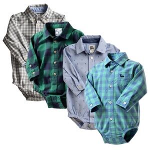 9mo Baby Boy Body Suit Dress Shirts Bundle